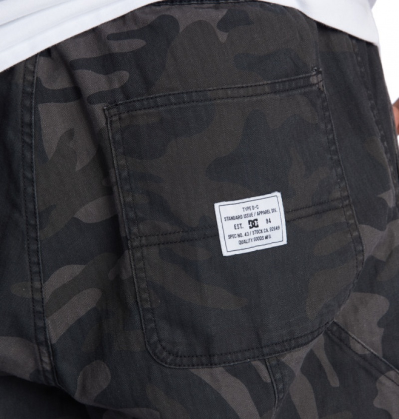 Hombre Pantalon DC Shoes Mechanic 3 Carpenter Negras Camuflaje | ZAJ-891240