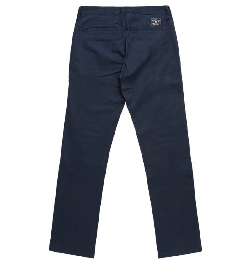 Hombre Pantalon DC Shoes Worker Chino Azul Marino | PCI-654837