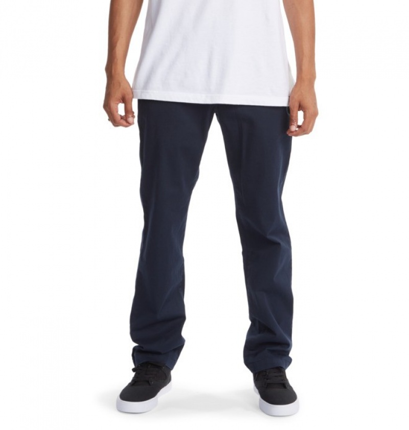 Hombre Pantalon DC Shoes Worker Chino Azul Marino | PCI-654837