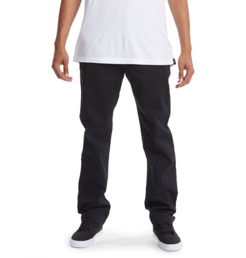 Hombre Pantalon DC Shoes Worker Chino Negras | NDC-350687