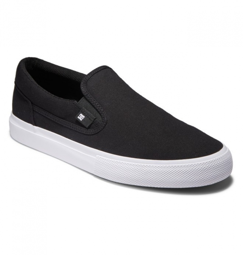 Hombre Slip On DC Shoes Manual Negras Blancas | XRW-038564