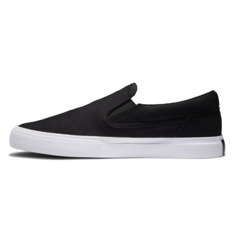 Hombre Slip On DC Shoes Manual Negras Blancas | XRW-038564