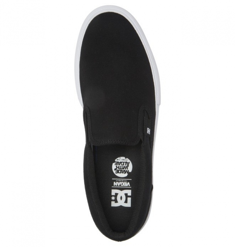 Hombre Slip On DC Shoes Manual Negras Blancas | XRW-038564