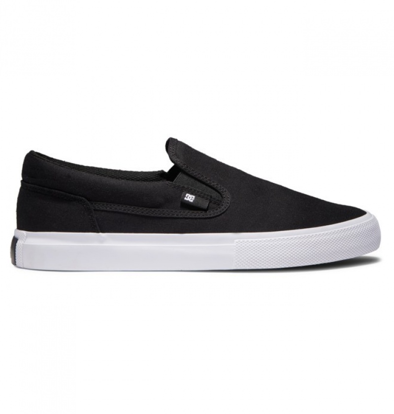 Hombre Slip On DC Shoes Manual Negras Blancas | XRW-038564