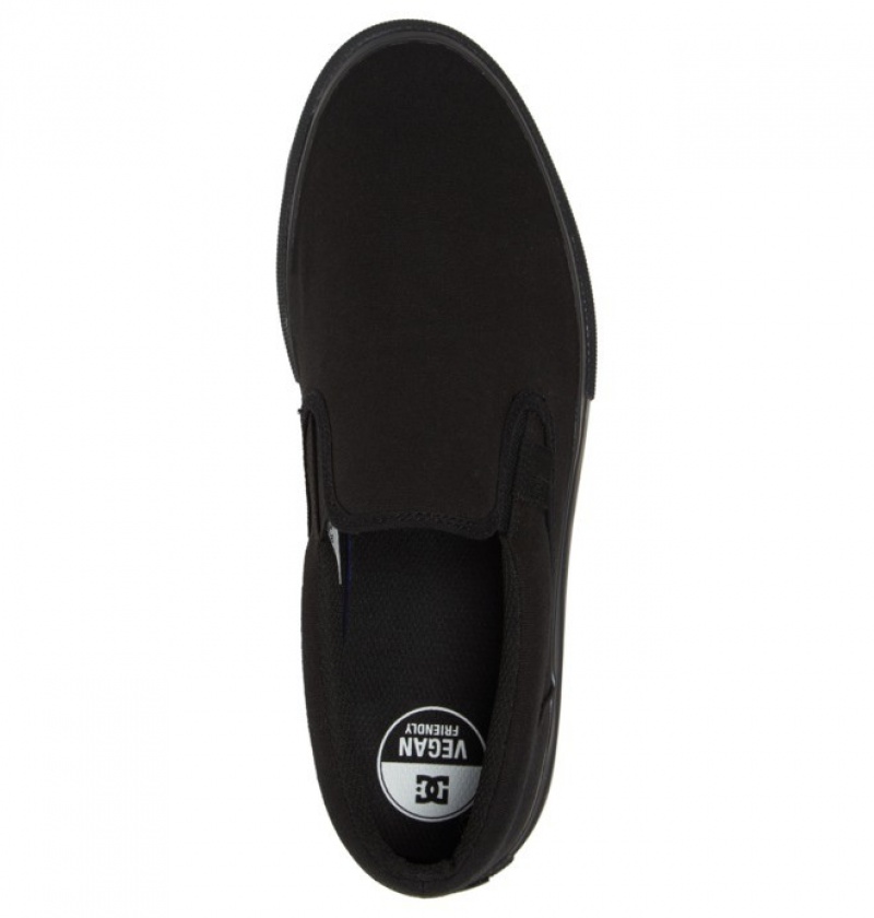 Hombre Slip On DC Shoes Manual Negras Negras Negras | GNQ-194852