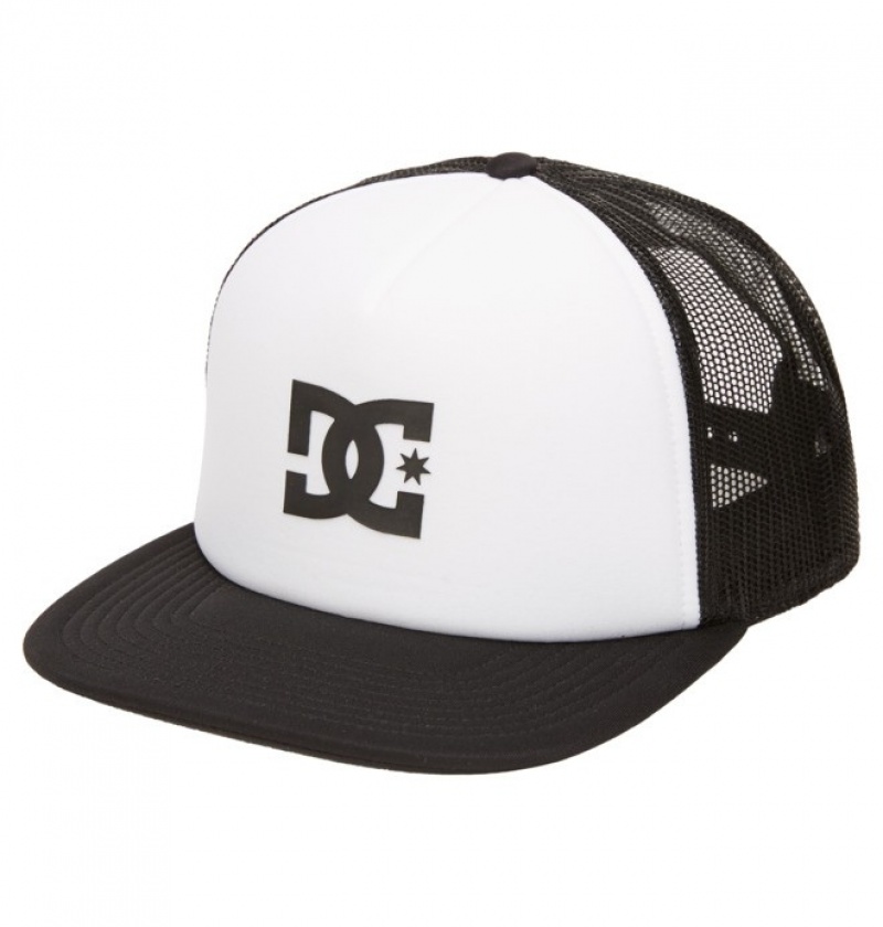 Hombre Sombreros DC Shoes Gas Station Trucker Blancas Negras | ZMA-153802