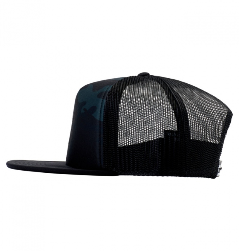 Hombre Sombreros DC Shoes Gas Station Trucker Negras Camuflaje | WZI-861932