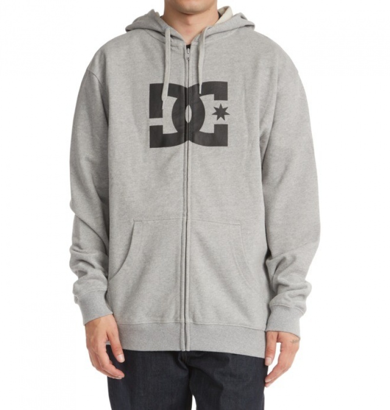 Hombre Sudaderas DC Shoes DC Star Zip-Up Gris | LMQ-179036