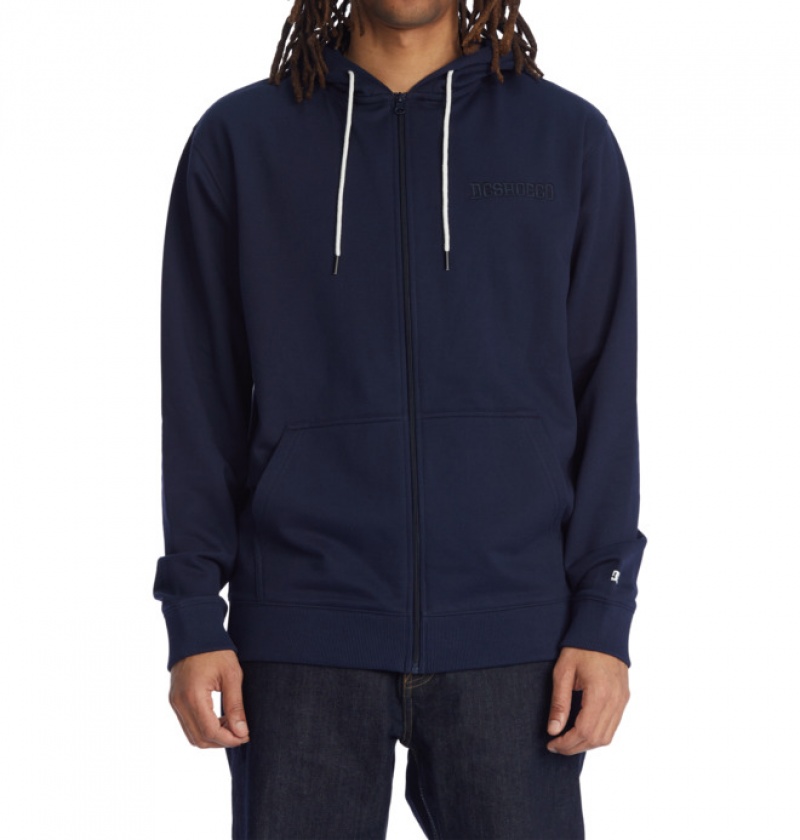 Hombre Sudaderas DC Shoes Riot 2 Zip-Up Azul Marino | IET-425173