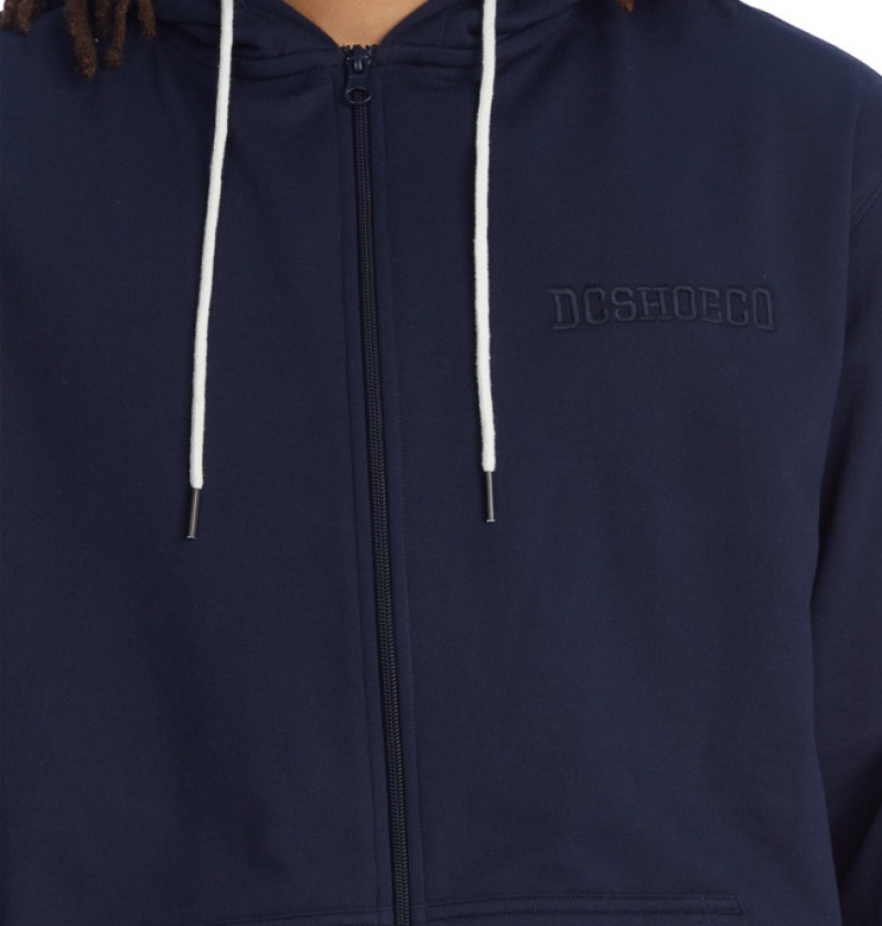 Hombre Sudaderas DC Shoes Riot 2 Zip-Up Azul Marino | IET-425173