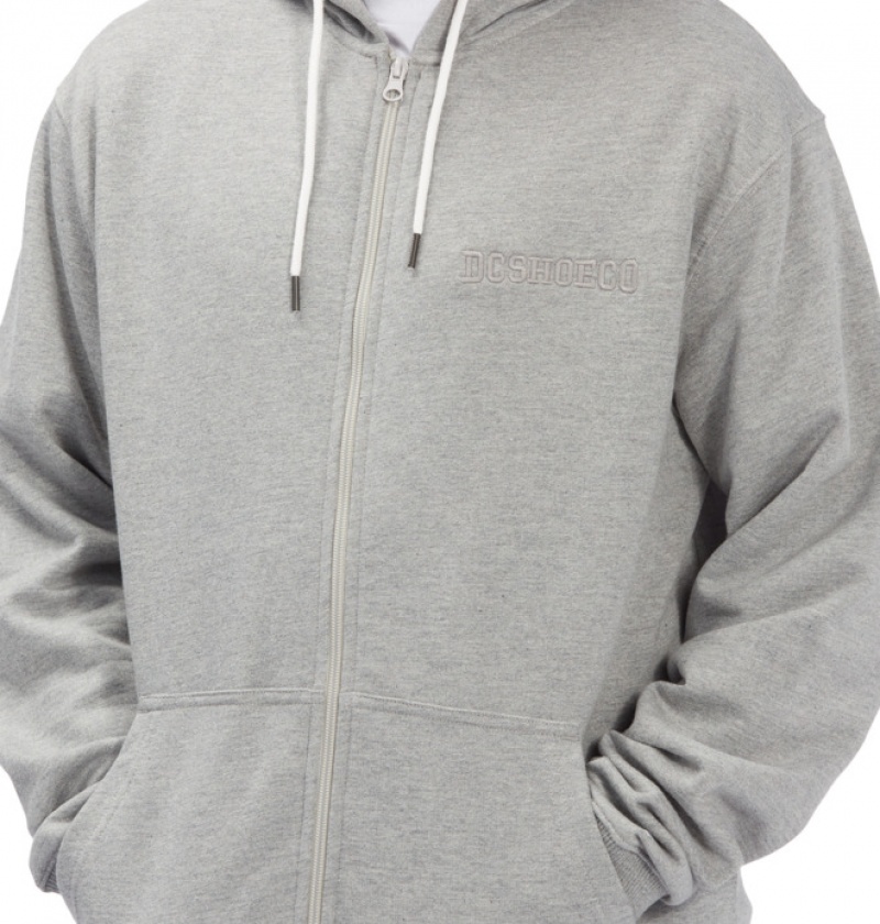 Hombre Sudaderas DC Shoes Riot 2 Zip-Up Gris | IAT-785249