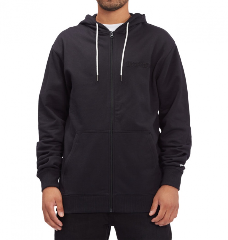 Hombre Sudaderas DC Shoes Riot 2 Zip-Up Negras | IWP-203691