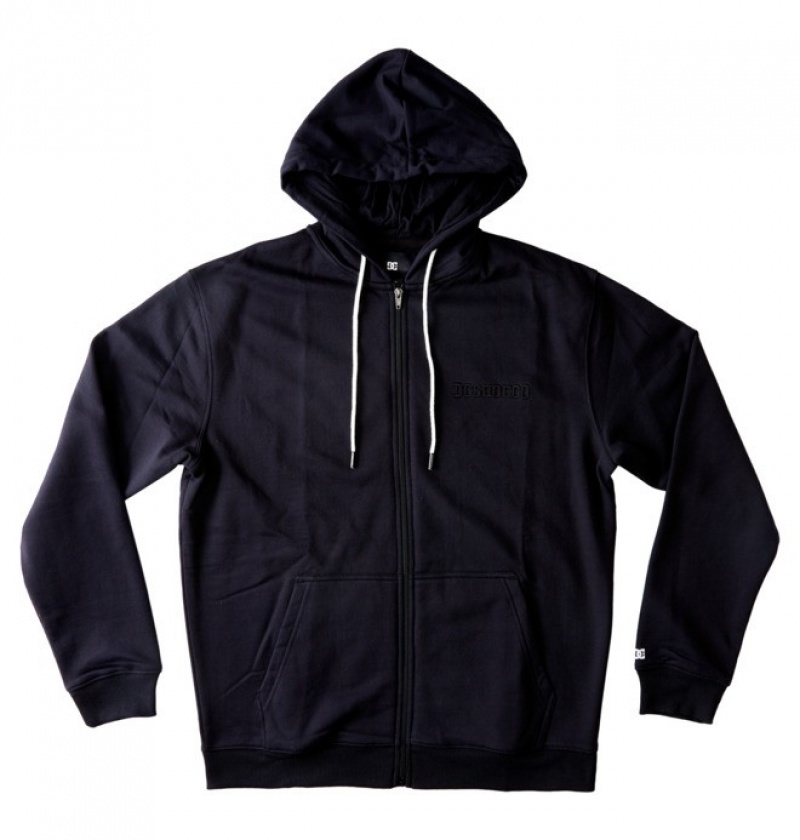 Hombre Sudaderas DC Shoes Riot 2 Zip-Up Negras | IWP-203691