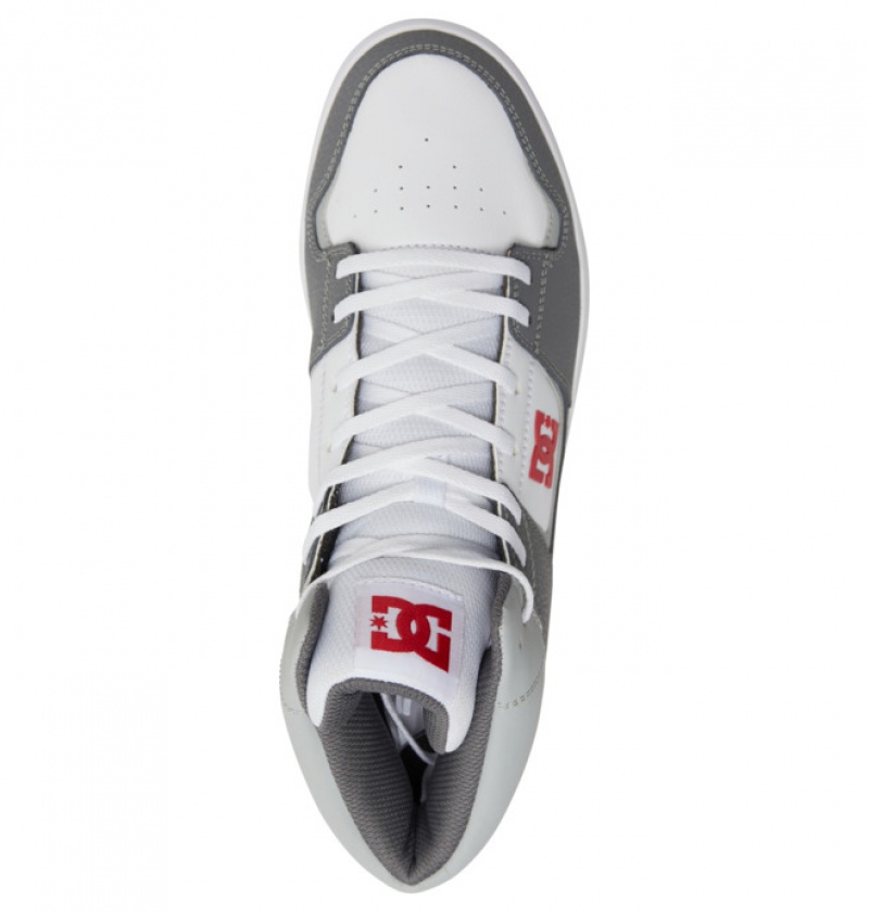 Hombre Tenis DC Shoes DC Cure High-Top Blancas Gris Rojas | ZLC-725360