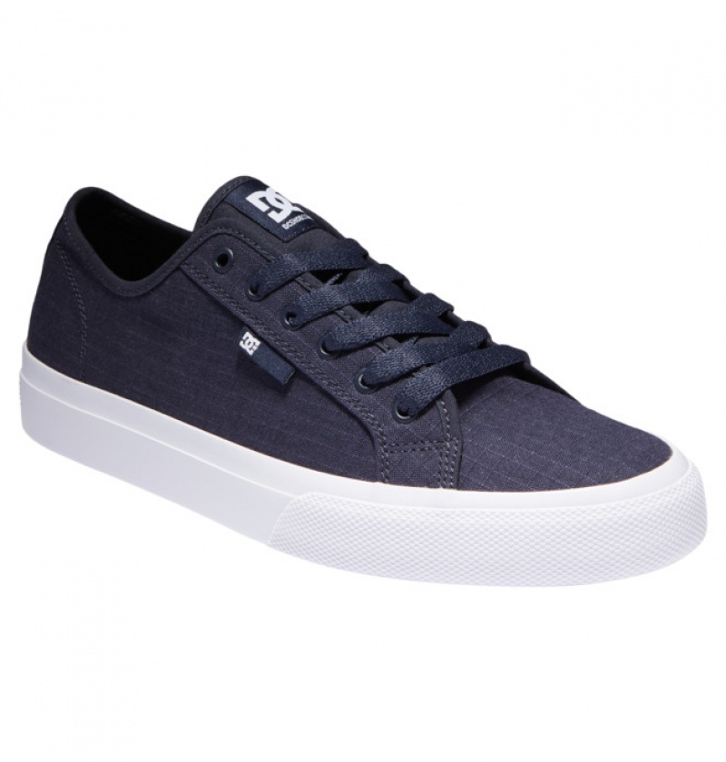 Hombre Tenis DC Shoes Manual SE Platene Azul Marino Blancas | FEL-945781