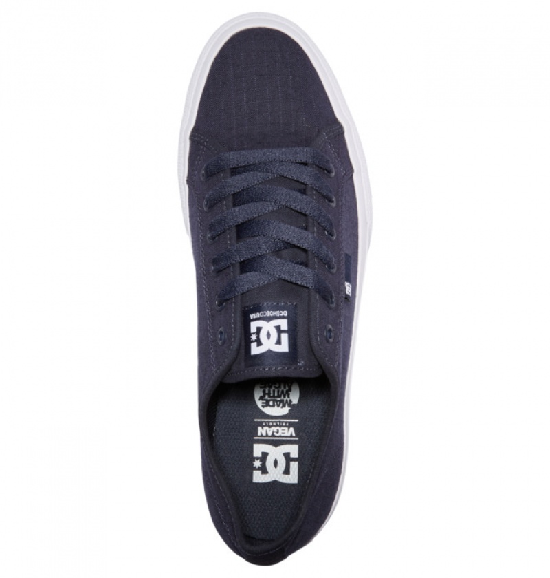 Hombre Tenis DC Shoes Manual SE Platene Azul Marino Blancas | FEL-945781