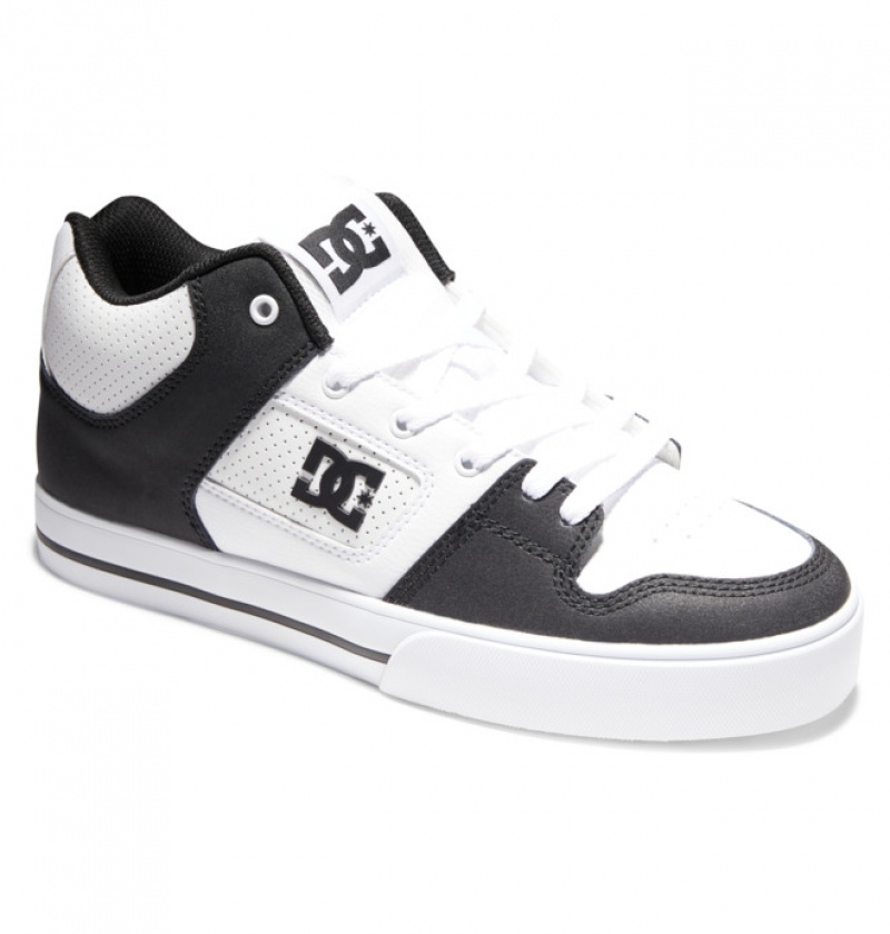 Hombre Tenis DC Shoes Pure MID Mid-Top Blancas Negras Blancas | TCV-590168