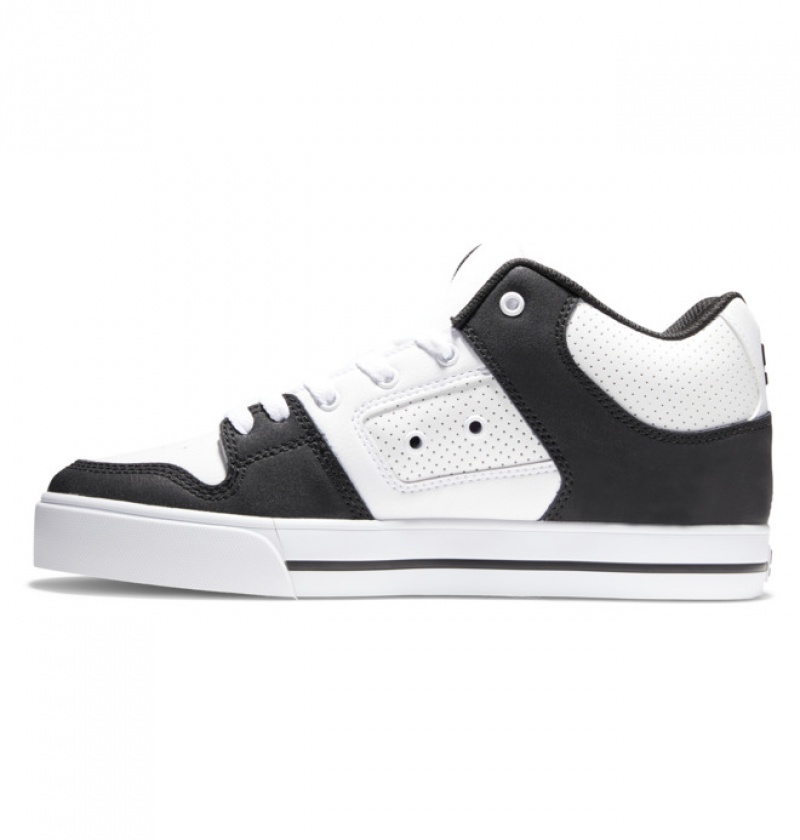 Hombre Tenis DC Shoes Pure MID Mid-Top Blancas Negras Blancas | TCV-590168