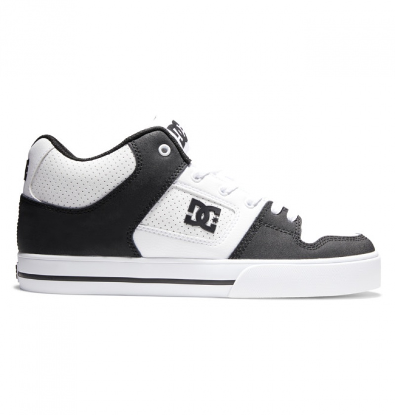 Hombre Tenis DC Shoes Pure MID Mid-Top Blancas Negras Blancas | TCV-590168