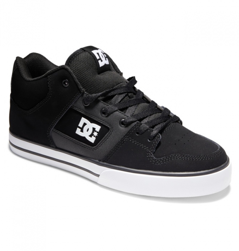 Hombre Tenis DC Shoes Pure MID Mid-Top Negras Blancas | LUX-830729