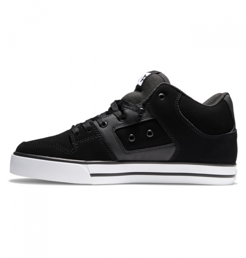 Hombre Tenis DC Shoes Pure MID Mid-Top Negras Blancas | LUX-830729