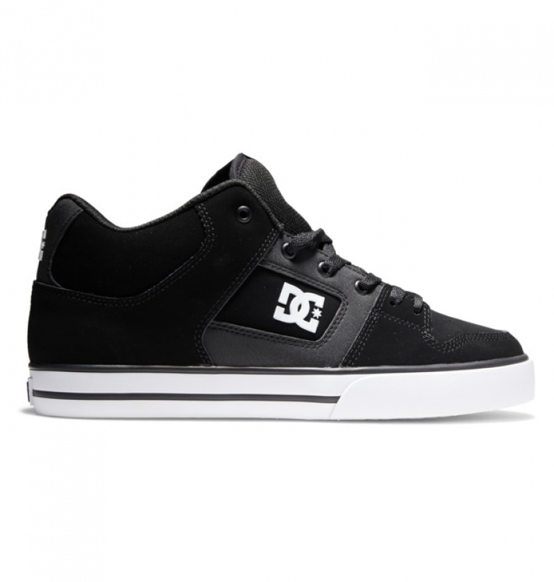 Hombre Tenis DC Shoes Pure MID Mid-Top Negras Blancas | LUX-830729