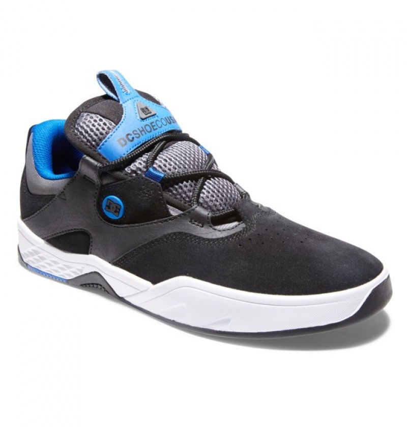 Hombre Tenis Skate DC Shoes Kalis Negras Azules Blancas | AJC-764128