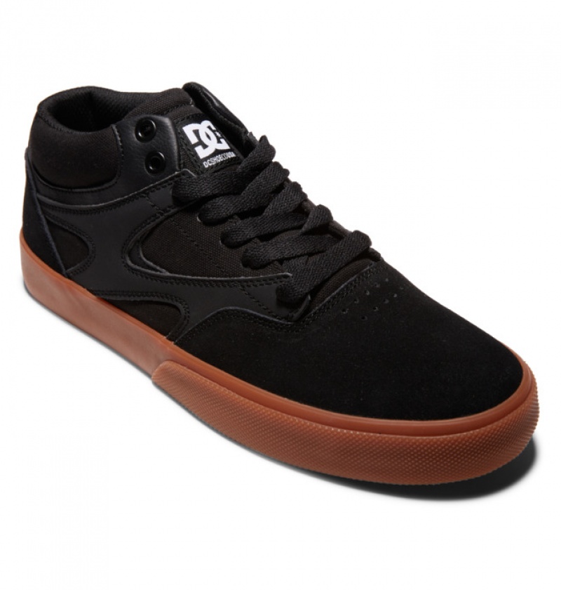 Hombre Tenis Skate DC Shoes Kalis Vulc MID Mid-Top Negras Negras | QCM-738142