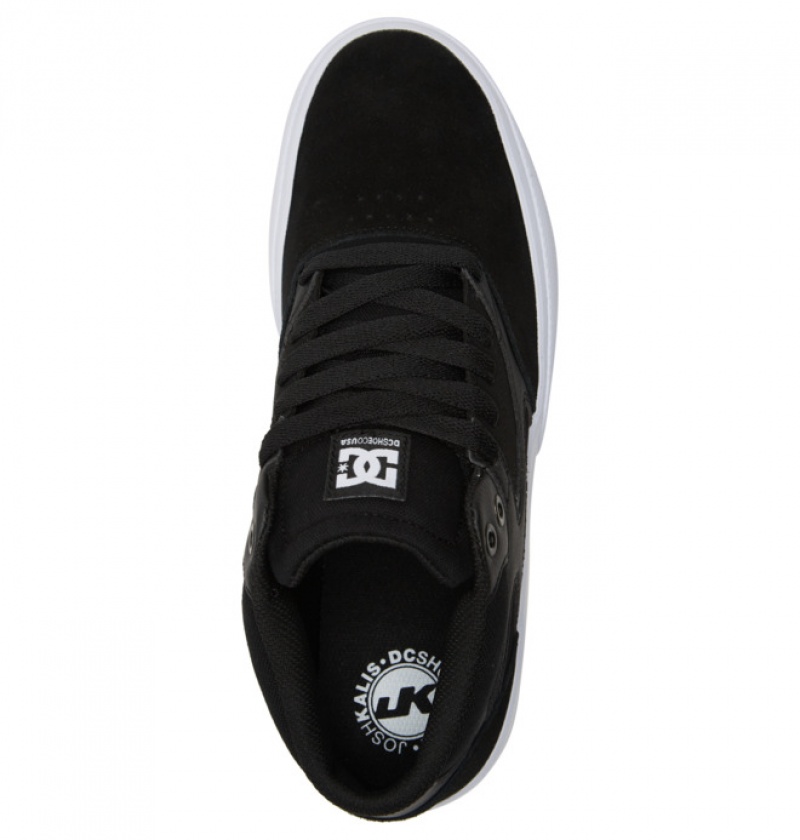 Hombre Tenis Skate DC Shoes Kalis Vulc MID Mid-Top Negras Negras Blancas | AGS-739082