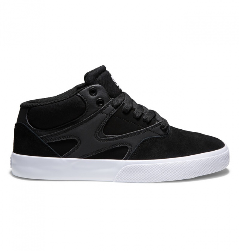 Hombre Tenis Skate DC Shoes Kalis Vulc MID Mid-Top Negras Negras Blancas | AGS-739082