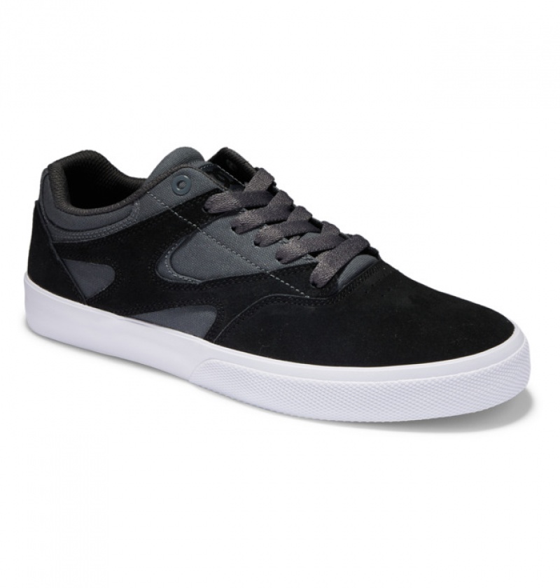 Hombre Tenis Skate DC Shoes Kalis Vulc Negras Gris Blancas | HRQ-796134