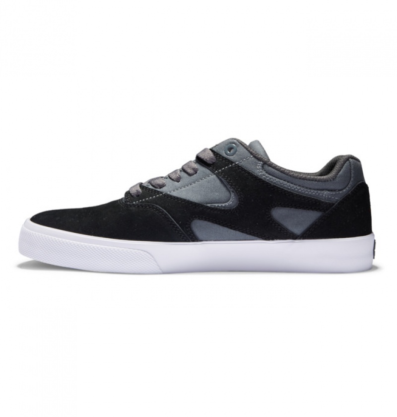 Hombre Tenis Skate DC Shoes Kalis Vulc Negras Gris Blancas | HRQ-796134