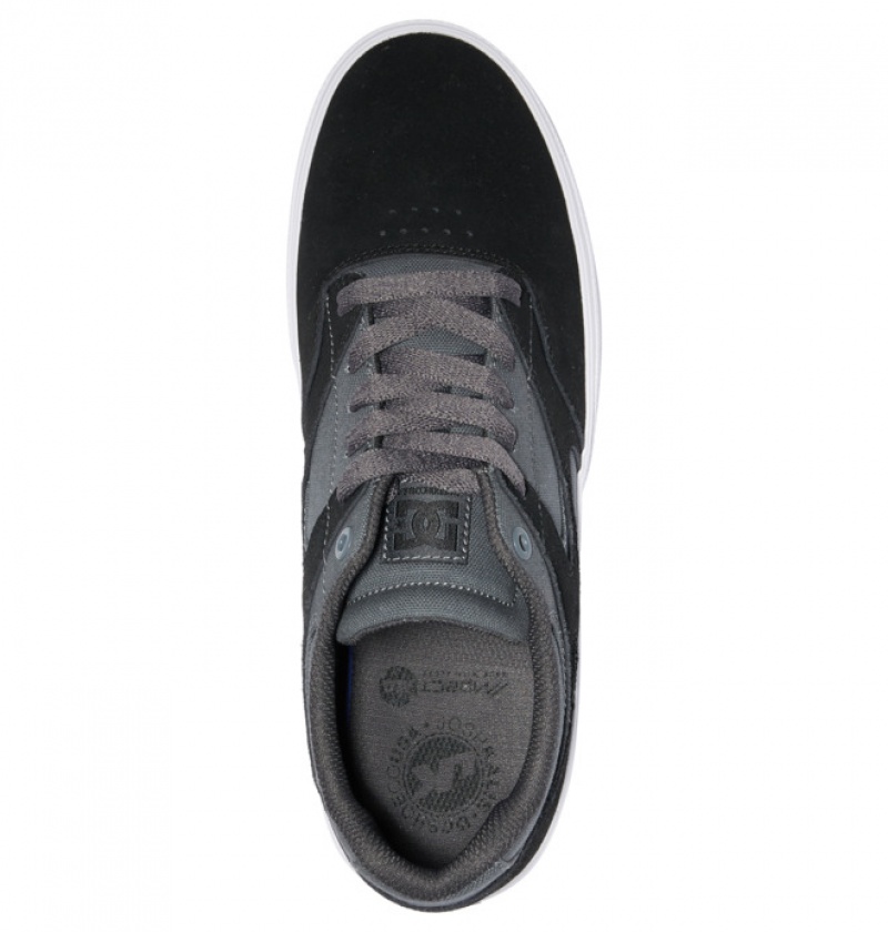 Hombre Tenis Skate DC Shoes Kalis Vulc Negras Gris Blancas | HRQ-796134