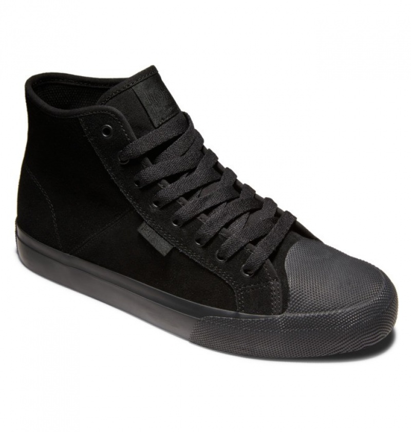 Hombre Tenis Skate DC Shoes Manual Hi RT High Top Negras Negras | KRG-439756