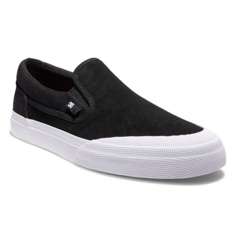 Hombre Tenis Skate DC Shoes Manual RT Slip-On Negras Negras Blancas | YSC-618405