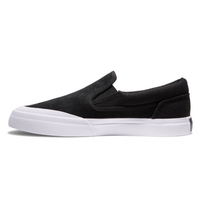 Hombre Tenis Skate DC Shoes Manual RT Slip-On Negras Negras Blancas | YSC-618405