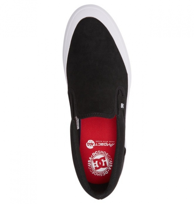 Hombre Tenis Skate DC Shoes Manual RT Slip-On Negras Negras Blancas | YSC-618405