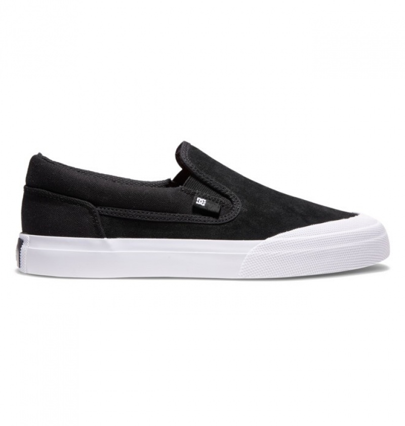 Hombre Tenis Skate DC Shoes Manual RT Slip-On Negras Negras Blancas | YSC-618405