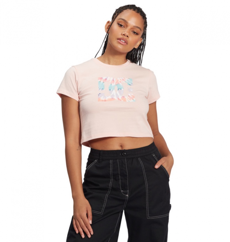 Mujer Camiseta DC Shoes Star Cropped Rosas | NWB-347520