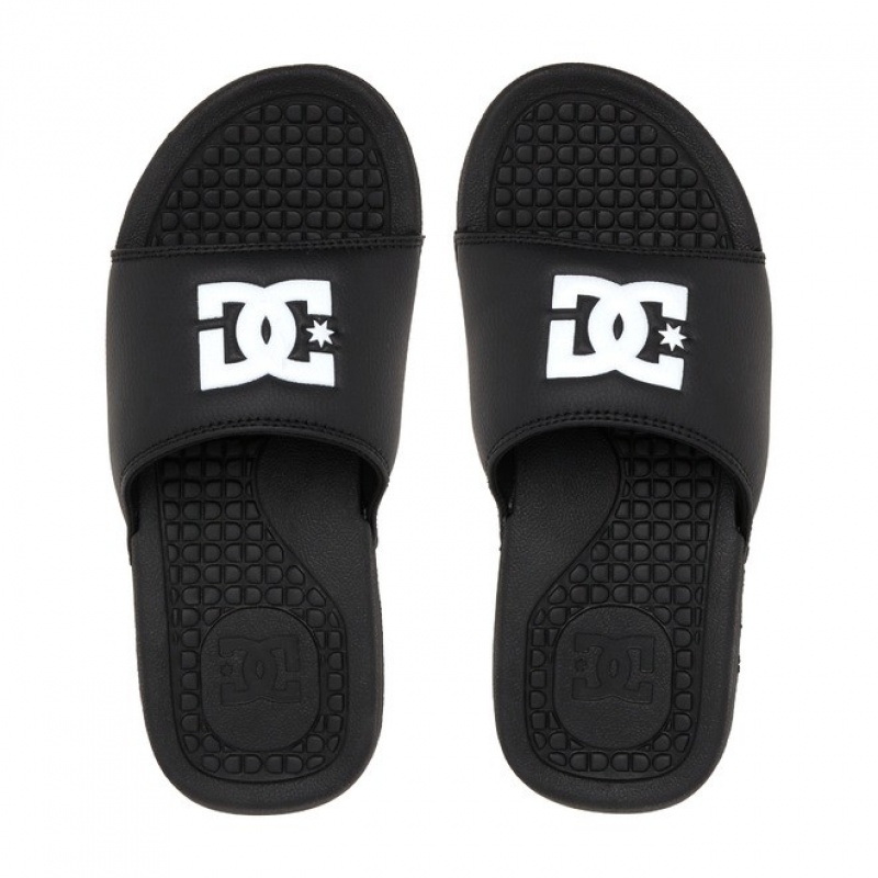 Mujer Chanclas DC Shoes Bolsa Negras Blancas | HBP-457016