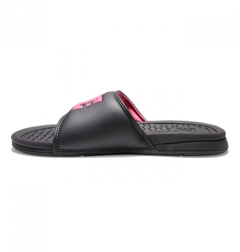 Mujer Chanclas DC Shoes Bolsa Negras Negras Rosas | ORG-843576