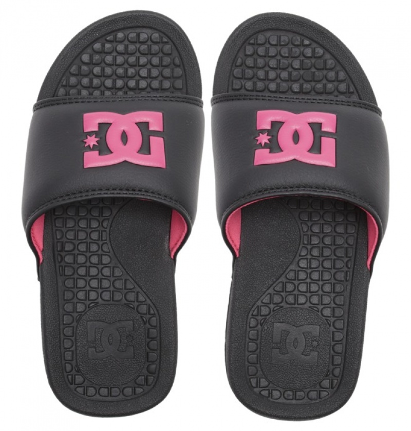 Mujer Chanclas DC Shoes Bolsa Negras Negras Rosas | ORG-843576