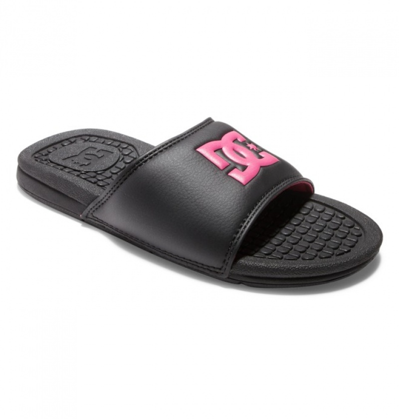 Mujer Chanclas DC Shoes Bolsa Negras Negras Rosas | ORG-843576