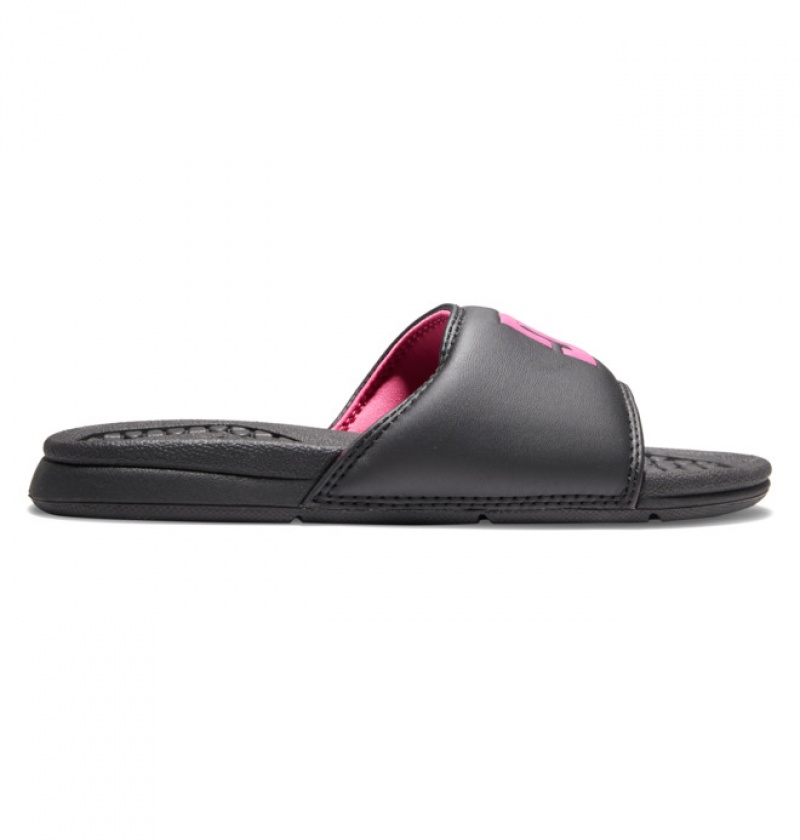 Mujer Chanclas DC Shoes Bolsa Negras Rosas | UXM-857964