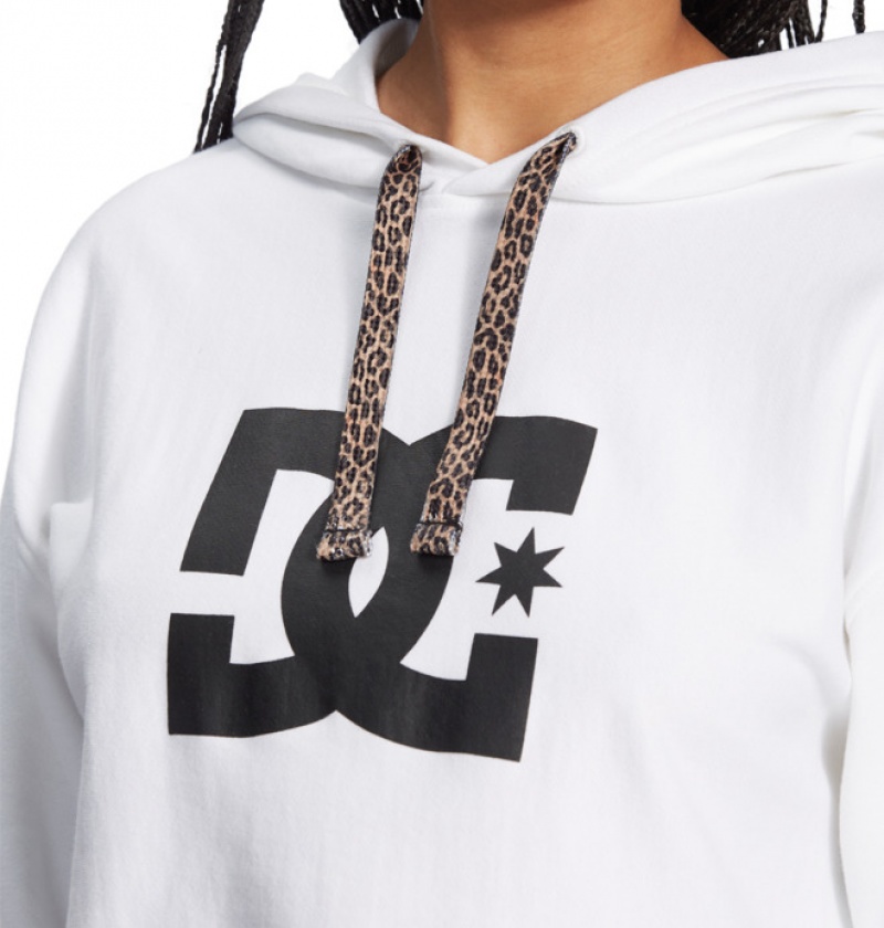 Mujer Sudadera con Capucha DC Shoes Cropped 2 Blancas Leopardo | CAK-831045