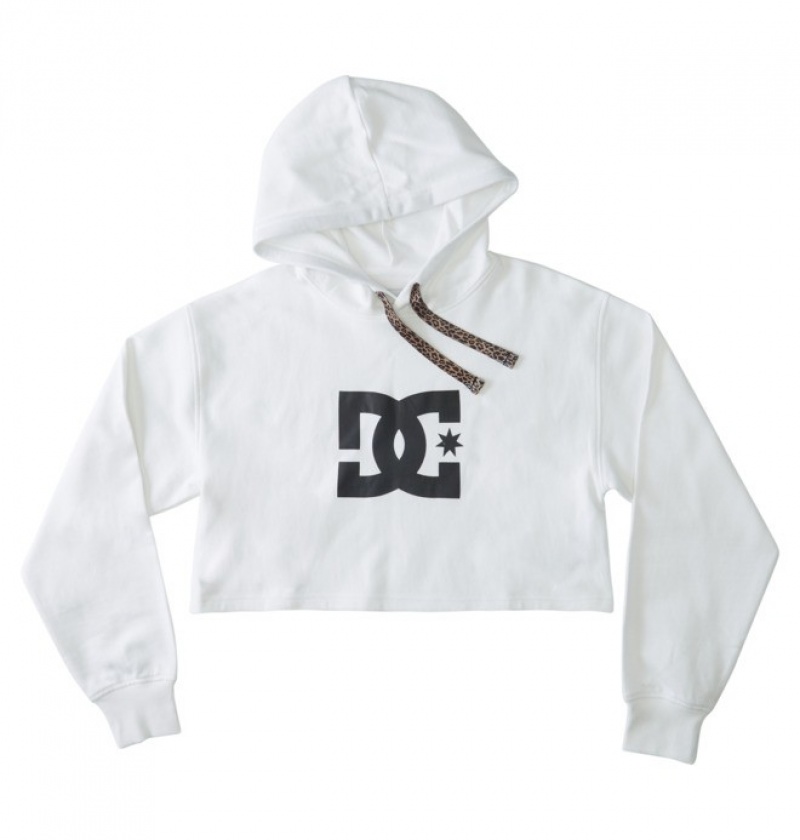 Mujer Sudadera con Capucha DC Shoes Cropped 2 Blancas Leopardo | CAK-831045