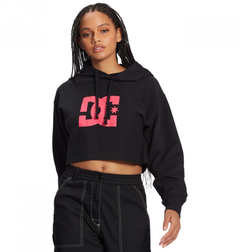 Mujer Sudadera con Capucha DC Shoes Cropped 2 Negras Fucsia | BLZ-973028