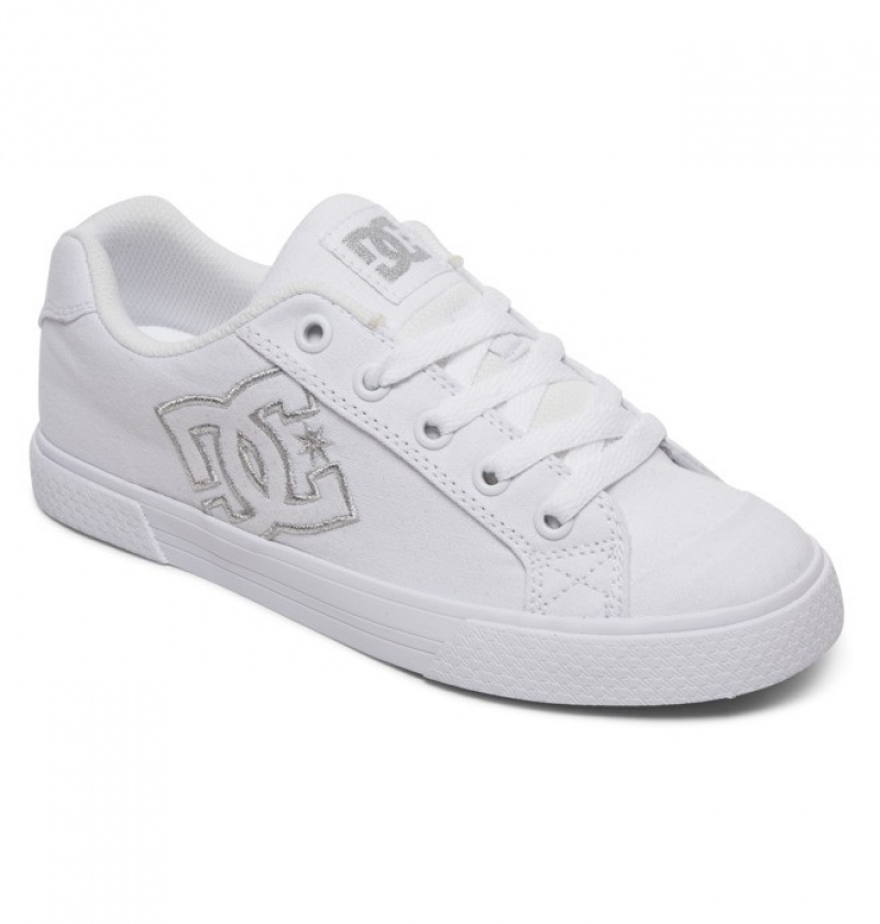 Mujer Tenis DC Shoes Chelsea Platene Blancas Plateadas | KLJ-062931