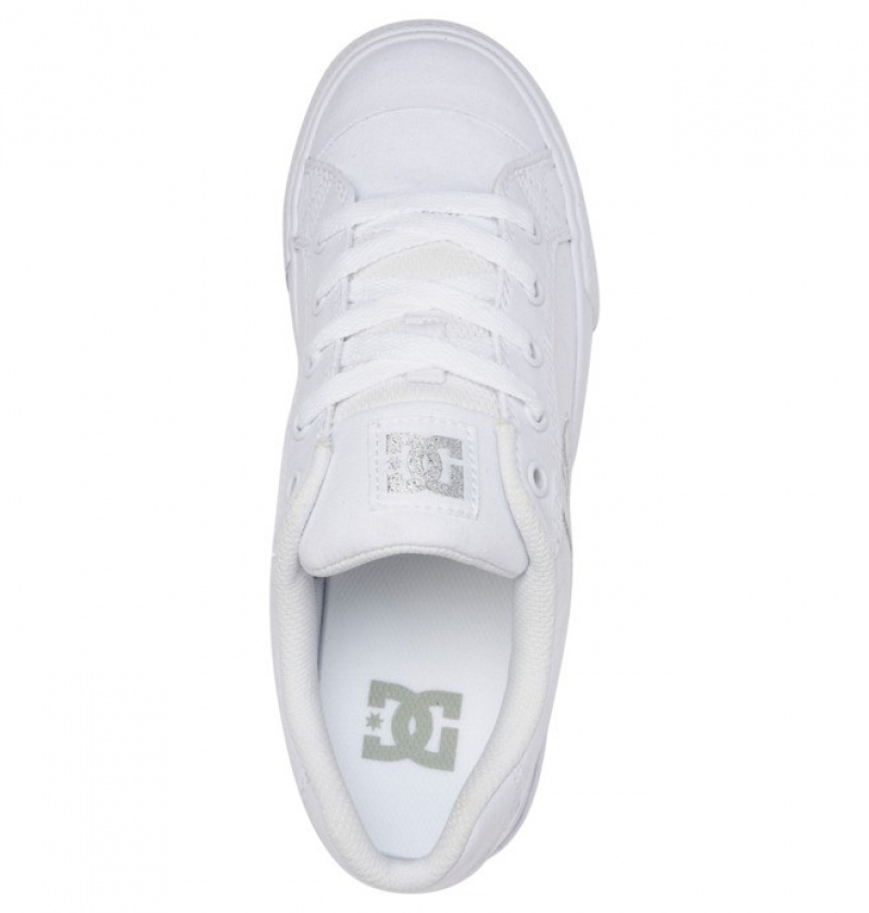 Mujer Tenis DC Shoes Chelsea Platene Blancas Plateadas | KLJ-062931