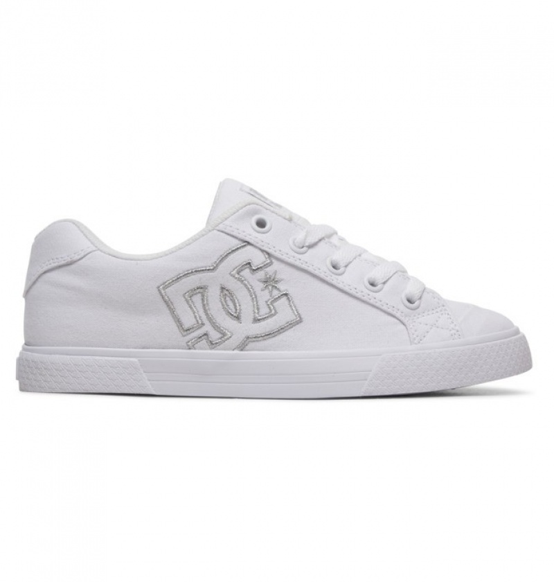 Mujer Tenis DC Shoes Chelsea Platene Blancas Plateadas | KLJ-062931